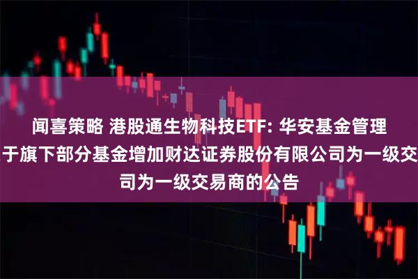 闻喜策略 港股通生物科技ETF: 华安基金管理有限公司关于旗下部分基金增加财达证券股份有限公司为一级交易商的公告