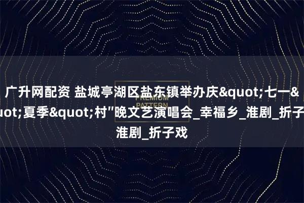 广升网配资 盐城亭湖区盐东镇举办庆"七一"夏季"村″晚文艺演唱会_幸福乡_淮剧_折子戏